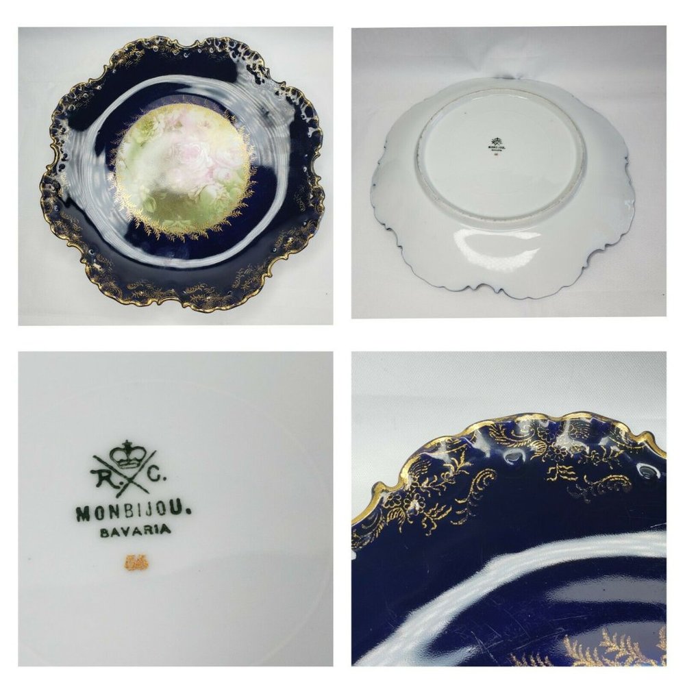 Antique Monbijou Bavaria #55 R.C Blue Pink Plate